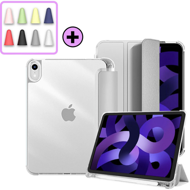 아이패드 에어 프로 미니 호환 1/2/3/4/5/6/7/8/9/10/11세대 애플 펜슬 수납 클리어 케이스 보호 커버 케이스나라, 라이트그레이, 1개