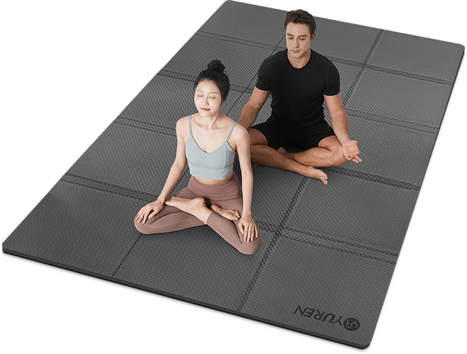 유렌 특대형 TPE 접이식 요가매트 10mm 폴딩 홈트매트 2인용 필라테스 운동매트, 1개, 블랙