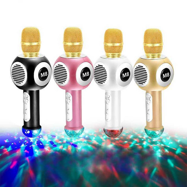 무선 블루투스 마이크 미러볼 M8 노래방 마이크, M8 마이크 블랙 + 충전기, 1개
