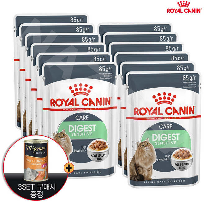 로얄캐닌 캣 다이제스티브 파우치 85gX12팩 요로 소화기관리 고양이습식사료, 70g, 12개, 닭, 3set이상 구매시 미아모아 바이탈드링크 증정