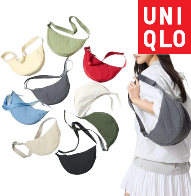 [백화점 매장제품] 유니클로 라운드 나일론 크로스백 가벼운 일상 여행 운동