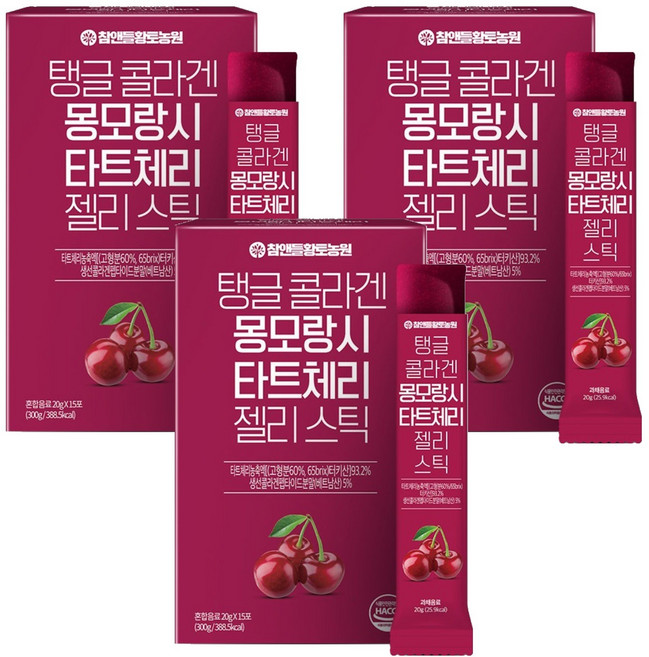 참앤들황토농원 탱글 콜라겐 몽모랑시 타트체리 젤리스틱 15p, 300g, 3개