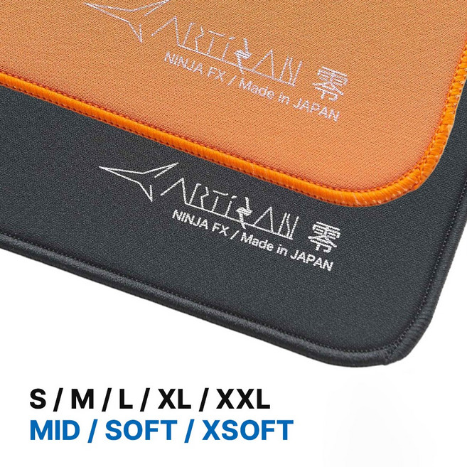ARTISAN 아티산 닌자 FX 라이덴 게이밍 논슬립 마우스패드 다양한 옵션, 1개, S, 오렌지, 미드