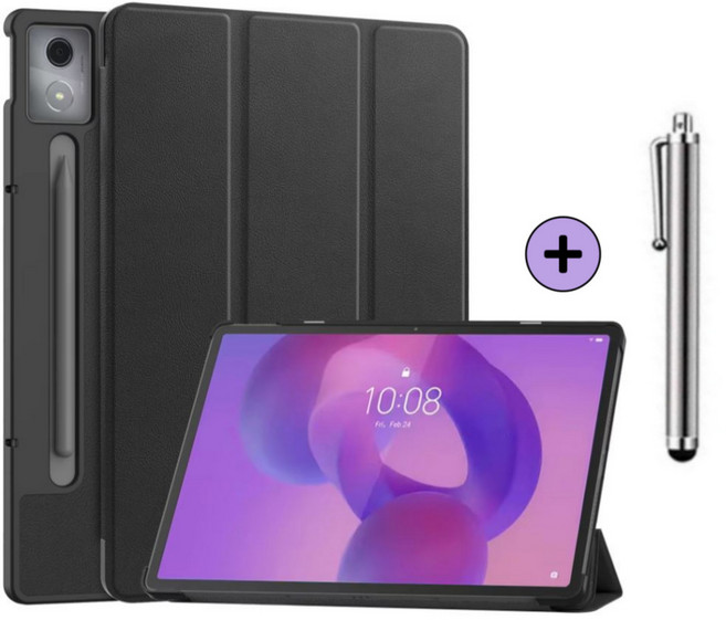 레노버탭 Idea Tab Pro 12.7 2025 아이디어 탭 프로 호환 케이스 북커버 TB-375FC 373FU 케이스나라, 블랙, 1개