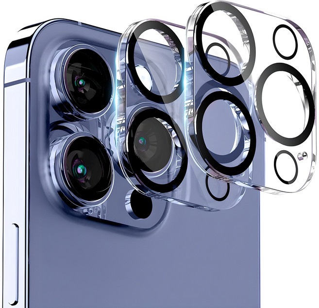 구스페리 빛번짐 차단 블랙써클 풀커버 휴대폰 카메라 강화유리 보호필름 2매, 1세트