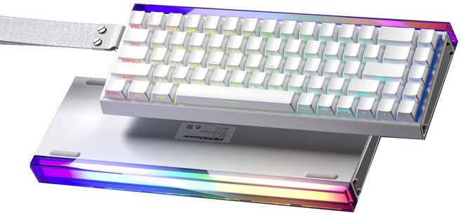 AULA 독거미 HERO 68 HE 유선 게임 키보드 고성능 마그네틱축 8KHz 폴링레이트 1600만색 RGB라이트, HERO 68HE, 화이트 측각-흑황마그네틱축