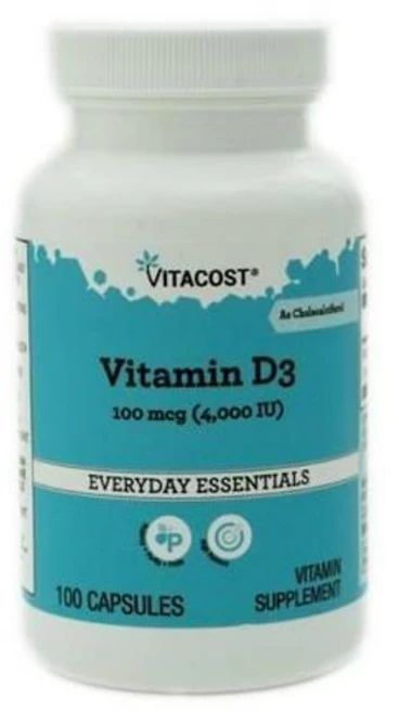 비타코스트 비타민 D3 콜레칼시페롤 100mcg(4000IU) 캡슐 100정, 1개 - 쿠팡