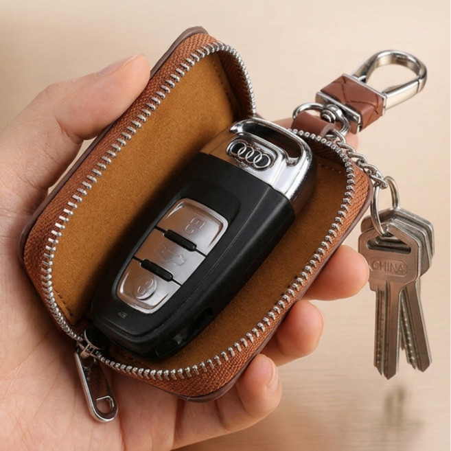 뮤젠트 가죽 자동차키 지갑 스마트키 케이스, 브라운
