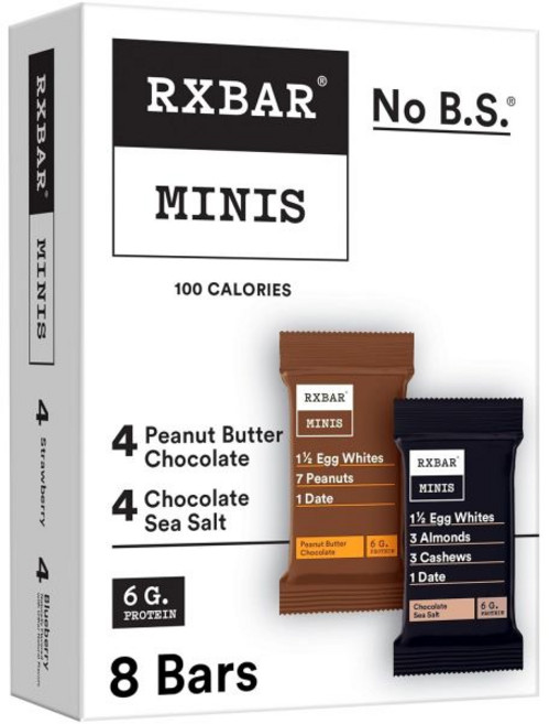 초콜릿 RXBAR 미니 프로틴 바 스낵 다양한 맛 팩 16개입, 2가지 맛 초콜릿 버라이어티, 바 8개