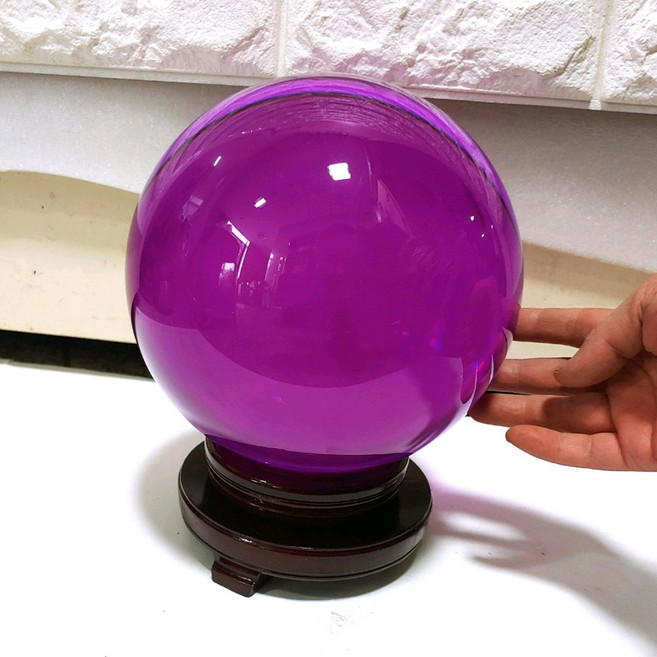 유리구슬 20cm 꽃분홍 크리스탈구슬 수정구슬 풍수구슬