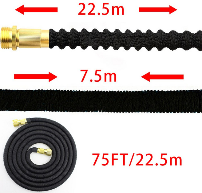 점적호스 관수자재 농업용 확장 가능 정원 호스 - 헤비 듀티 우수한 강도 4 레이어 라텍스 코어 강한 황동 커넥터 워터, [05] 7.5m black, 1