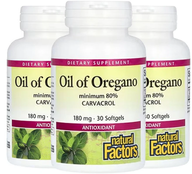 네츄럴팩터스 오레가노 오일 180mg 30소프트젤, 알약/캡슐, 3개, 30정 - 쿠팡