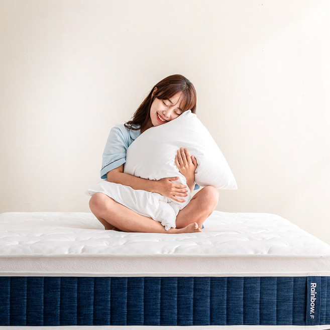 [오늘출발] 젠티스 레인보우 매트리스 컬러시리즈 슈퍼싱글 퀸 유로탑 롤팩 매트리스, 네이비, 01.탄탄한 타입, 03.레인보우 네이비(30cm)