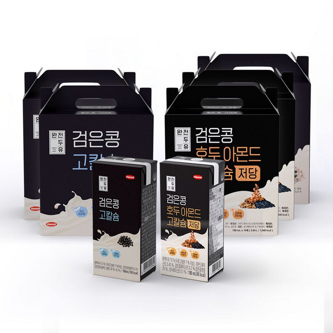 한미 완전두유 검은콩 호두 아몬드 고칼슘 저당 48팩+검은콩 고칼슘 32팩, 1개, 190ml