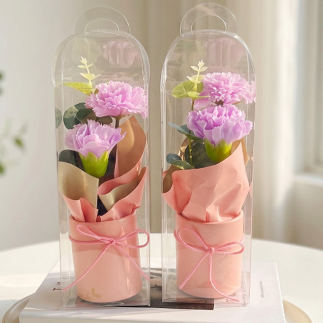 어버이날 스승의날 두 송이 비누꽃 카네이션, 퍼플, 2개