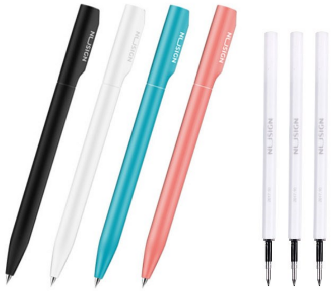 델리 모던 슬림 심플 522볼펜 0.5mm + 555리필심 6p, 랜덤볼펜1P+블랙심6P, 6세트