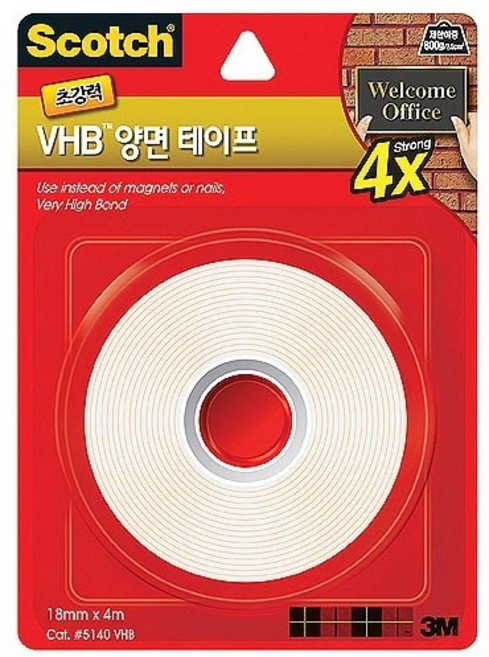 3M)양면테이프(VHB), 1개, 5140/18mmX4m/M325570
