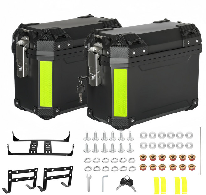 서치잇 오토바이 사이드 케이스 30L 대용량 방수 방진 오토바이 사이드 케이스 진동 감속 양측 탑박스 라이딩 모터싸이클 여행용 탑박스, 블랙