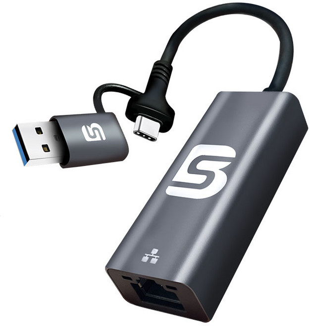 비에스 USB3.0+TYPE C 3.1 2NE1 랜카드 BS-LAC30 외장형 기가비트 랜카드, 1개