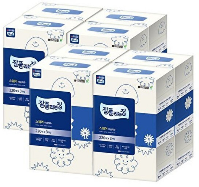 잘풀리는집 미용티슈 220매 x 3입 8팩, 24개