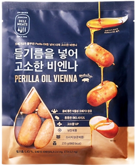 존쿡델리미트 들기름을 넣어 고소한 비엔나 255g, 1개, 225g