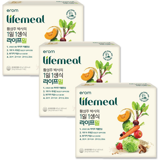이롬 황성주 박사의 1일1생식 라이프밀, 420g, 3개