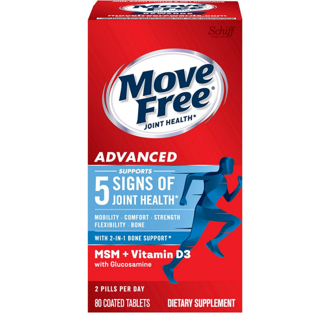 쉬프 무브프리 조인트 헬스 어드밴스드 MSM + 비타민 D3 코팅 타블렛, Schiff, Move Free, 관절 건강, 코팅 정, 1개