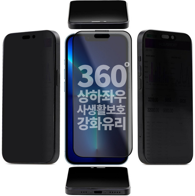 넥스트모바일 아이폰 13 미니 360도 전방향 사생활보호 풀커버 강화유리 액정보호필름, 1개