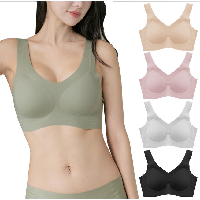 cikicoco 여성 노와이어 패드 일체형 심리스 브라 1P ( S~4XL 빅사이즈 )