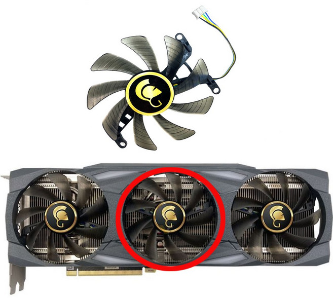 그래픽 카드 교체용 팬 MANLI GeForce RTX3070ti 3080 3080ti 3090 GALLARDO, 02 middle fan, middle fan, 1개