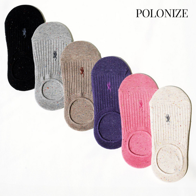 [폴로나이즈] 라벤더 자수 페이크삭스 여성 덧신 5족 세트