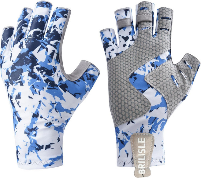 햇빛 차단 기능이 있는 브릴리슬 낚시 장갑 자외선 실리콘 미끄럼 방지 편안하고 통기성이 좋은 장갑, Blue, Large/XLarge, 1개