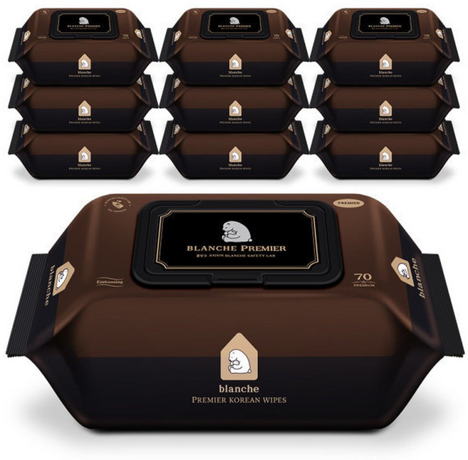블랑슈 프리미어 아기물티슈 캡형 70매 10팩, 10개