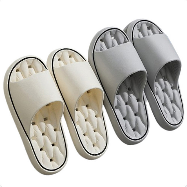 1+1 라이크홈즈 EVA 포근한 미끄럼방지 욕실화 실내화, 1세트, 그레이(남성용)x아이보리(여성용)