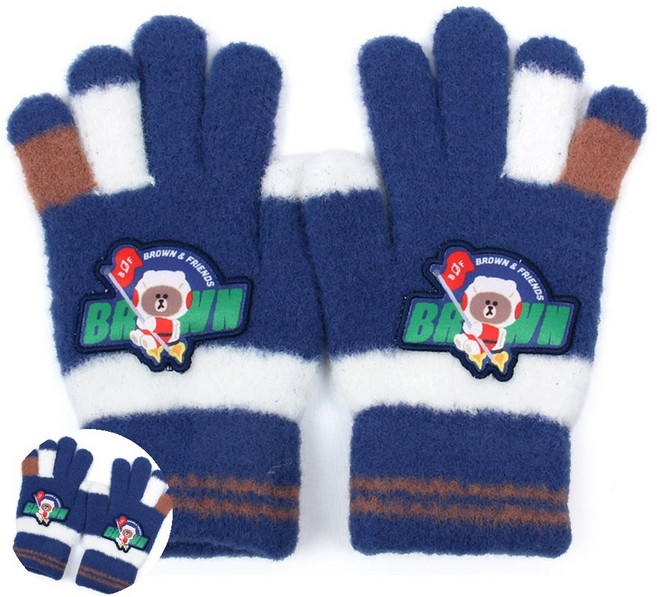 [팔마누] 캐릭터장갑 유아끈달린장갑 유아방한장갑 라인프렌즈 브라운 스페이스 소프트 니트 방한장갑 아동