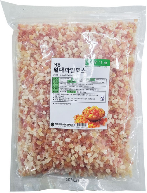 이든 혼합 건조 열대 과일 다이스, 1개, 1kg