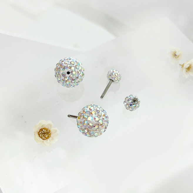 미다미 [2개세트] 빅볼 점토큐빅볼 양면 써지컬 피어싱(6가지컬러)