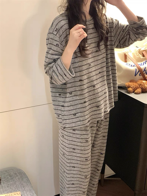 바디랜드 스트라이프 리본 포인트 홈웨어 세트