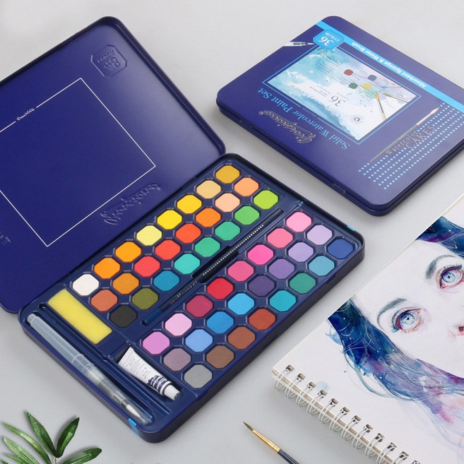 오토몬 조르조네 고체 수채화 물감 틴케이스 세트, 12색, 178g