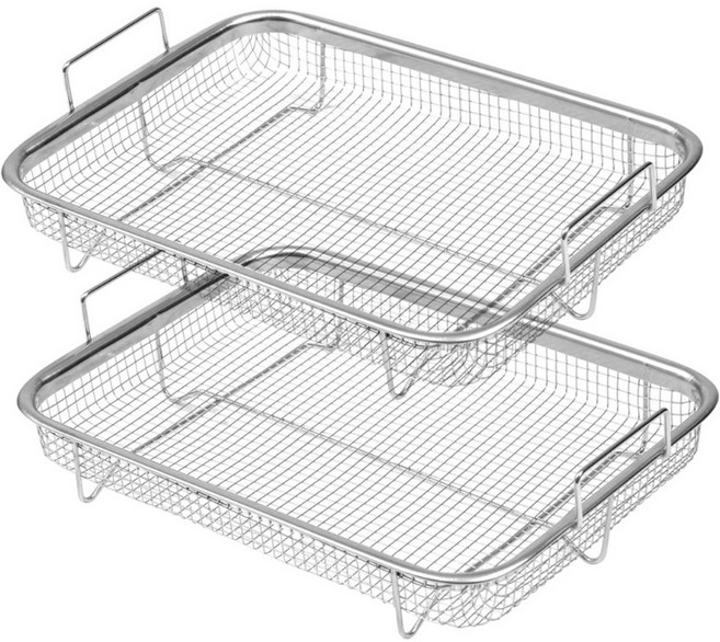 컨벡션 오븐용 프리미엄 에어프라이어 트레이 스테인리스 와이어랙 로스팅 바스켓 베이크 프라이 로스트 간편함, 없음, 1개
