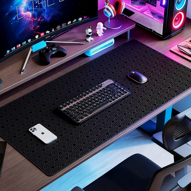 심플 게이밍 장패드 와이드 데스크 마우스패드 대형 사무용 900x400, 1개, 블랙 웨이브