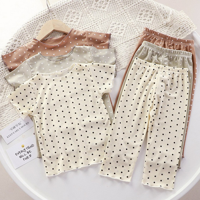 [당일배송]뽀뽀뽀 아동복 유아 땡땡이 상하세트 실내복 여아 남아 키즈 아동 공용 봄 여름 가을 편한 상하 세트 옷