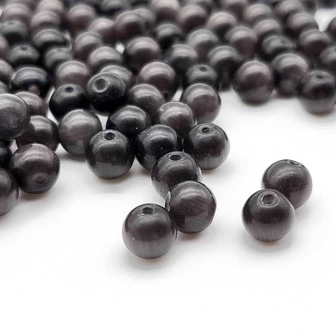 [모크재료방] 캣츠아이 6mm, 100개, 블랙