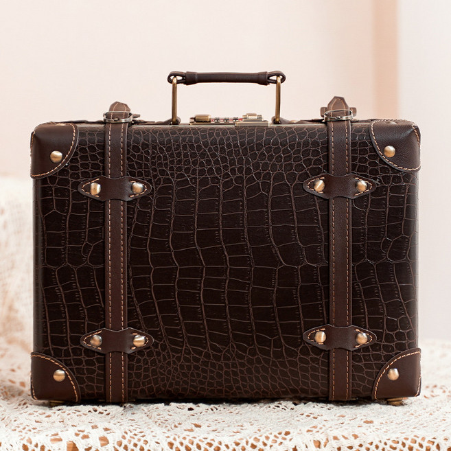 미니 레트로 가방 복고풍 캐리어 여행용 가죽 기내 보조가방 비밀번호