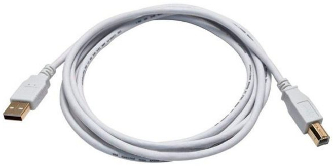 Monoprice USB-A 수 - USB-B 2.0 케이블 28/24AWG 차폐 금도금 3피트 검정색, White, 6 Feet, Cable