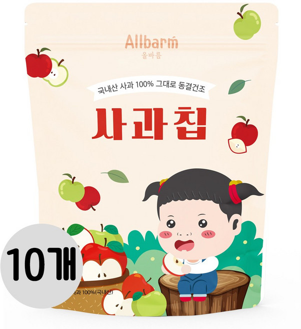 올바름 동결건조 과일칩 사과칩, 10개