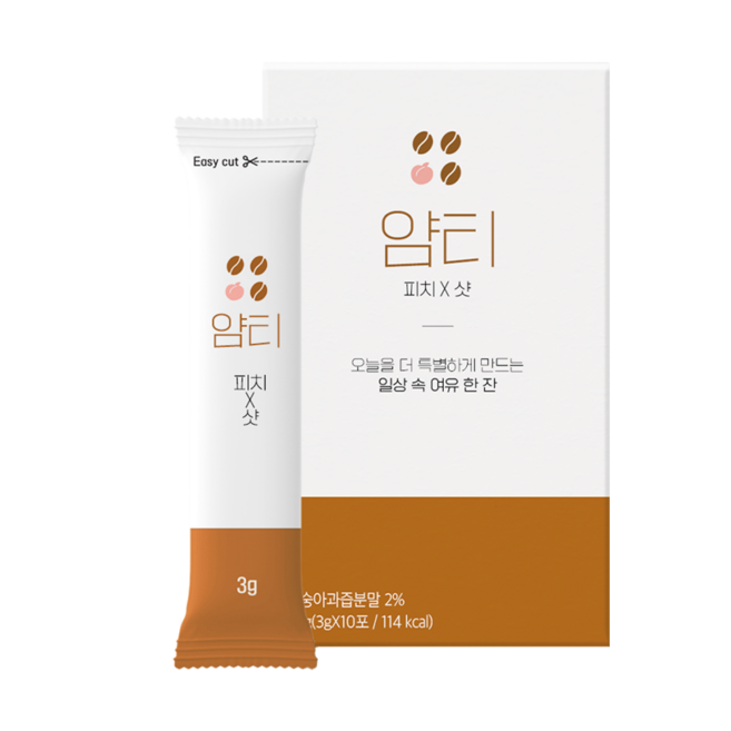 얌티 디카페인 아샷추 피치 샷, 1박스, 10개입, 3g