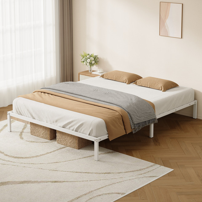 KURUA 철제 침대프레임 침대깔판 매트리스 받침대 바닥 깔판, 흰색