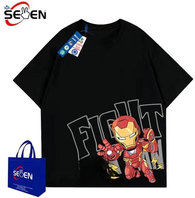 어린이 여름 순면 캐릭터 티셔츠 아이언맨 남아 반팔티 키즈 반소매티 어린이 반팔티셔츠