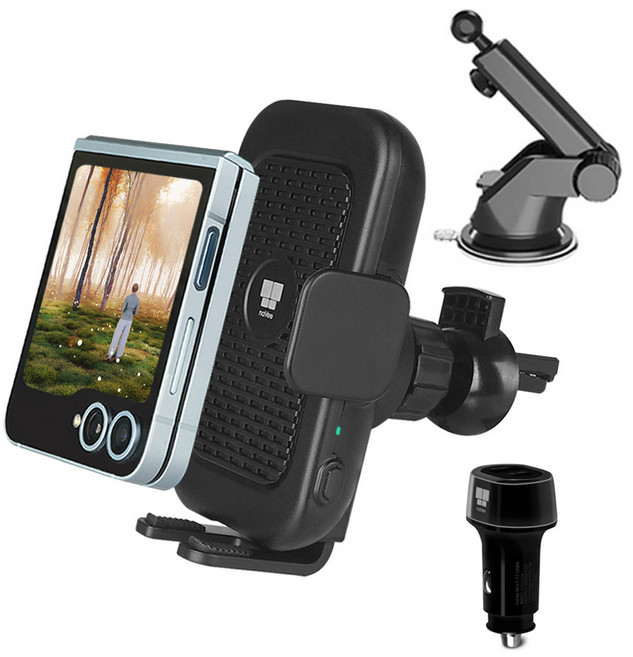 차량용 15W 고속 무선 고속 충전 거치대 쿨링 팬 저소음 시거잭 증정 송풍구 대시보드 풀세트 갤럭시 플립7 NV100-DCC1, NV100-DCC1 + 48W 고속충전 시거잭